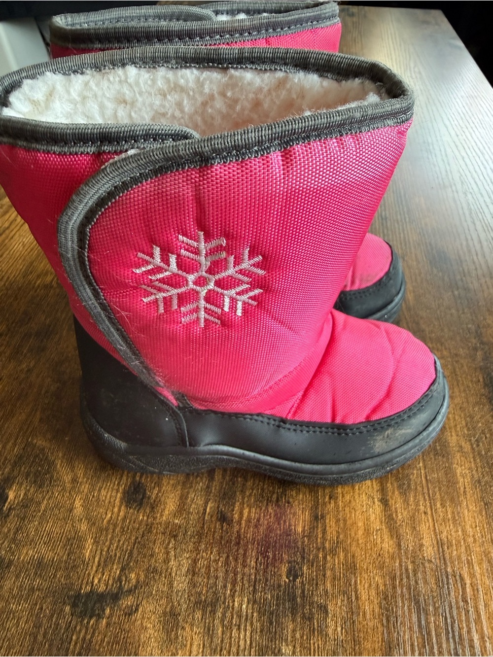Kids Pink Snowflake Winter Boots